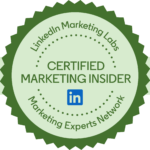 The picture shows a badge. Sebastian Iskra is a certified Linkedin Marketing Insider and part of the marketing experts network. The image is clickable and leads to a verification page, where the authenticity is proven by LinkedIn.